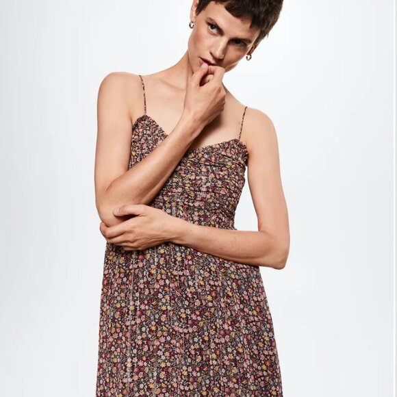 MANGO Dark Floral Maxi Dress Size Large NEW WITH TAG!